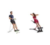 Sunny Health and Fitness Unisex's Station-SF-BH620062 Hyperextension Roman Chair with Dip Station + Row-N-Ride Squat Assist Trainer for Glutes & Full Body Cardio Workout with Adjustable Resistance