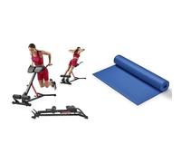 Sunny Health and Fitness Unisex's Station-SF-BH620062 Hyperextension Roman Chair with Dip Station + Yoga Mat - Blue