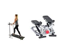 Sunny Health & Fitness Advanced Twist Stepper Machine w/Resistance Bands, Portable Mini + Foldable Manual Treadmill, Compact Cardio Fitness, Durable Non-Electric Incline Exercise