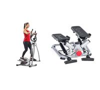 Sunny Health & Fitness Advanced Twist Stepper Machine w/Resistance Bands, Portable Mini + Legacy Stepping Elliptical Machine, Total Body Trainer with Ultra- Quiet Magnetic Belt Drive
