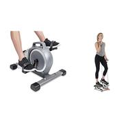 Sunny Health & Fitness Advanced Twist Stepper Machine w/Resistance Bands, Portable Mini + Magnetic Under Desk Mini Exercise Cycle Bike, Dual Function Pedal Exerciser