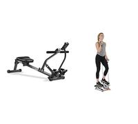 Sunny Health & Fitness Advanced Twist Stepper Machine w/Resistance Bands, Portable Mini + Smart Compact Adjustable Rowing Machine, 12 Levels Adjustable Resistance