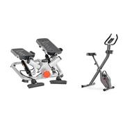 Sunny Health & Fitness Advanced Twist Stepper Machine w/Resistance Bands, Portable Mini + Smart Folding X-Bike, Portable Compact Exercise Bike, 14-Level Magnetic Resistance