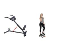 Sunny Health & Fitness Advanced Twist Stepper Machine w/Resistance Bands, Portable Mini + Unisex's Station-SF-BH620062 Hyperextension Roman Chair with Dip Station, Black, One Size