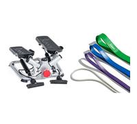 Sunny Health & Fitness Advanced Twist Stepper Machine w/Resistance Bands, Portable Mini + Versatile Resistance Bands (Single or Combination Set) - 4.5-35kg Combo