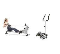 Sunny Health & Fitness Compact Folding Magnetic Rowing Machine w/ 109 CM Slide Rail, 130 KG Max + Magnetic Underdesk/Standing Portable Ellittical Machine