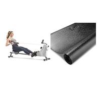 Sunny Health & Fitness Compact Folding Magnetic Rowing Machine w/ 109 CM Slide Rail, 130 KG Max + Treadmill Mat -Large - NO. 074-L