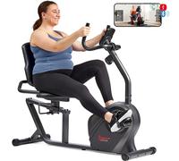 Sunny Health & Fitness Cyclette Orizzontale Smart Robusta con Sedile e Schienale Imbottiti, Bici da Casa per Adulti/Anziani, App SunnyFit Gratis, Fasce di Allenamento Opzionali
