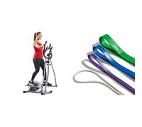 Sunny Health & Fitness Legacy Stepping Elliptical Machine, Ultra- Quiet Magnetic Belt Drive + Versatile Resistance Bands (Single or Combination Set) - 4.5-35kg Combo