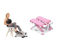 Sunny Health & Fitness Magnetic Under Desk Pedal Exerciser, Dual Function Mini Exercise Cycle Bike + Exercise Stepping Machine, Portable Mini Stair Stepper for Home, Desk or Office Workouts