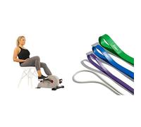 Sunny Health & Fitness Magnetic Under Desk Pedal Exerciser, Dual Function Mini Exercise Cycle Bike + Versatile Resistance Bands (Single or Combination Set) - 4.5-35kg Combo