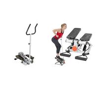 Sunny Health & Fitness Magnetic Underdesk/Standing Portable Ellittical Machine + Advanced Mini Home Steppers, Total Body Workout Stair Machine with Resistance Bands - SF-S0978