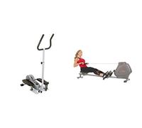 Sunny Health & Fitness Magnetic Underdesk/Standing Portable Ellittical Machine + Foldable and Compact Magnetic Rowing Machine, 130 KG Max, LCD Display, Super Quiet