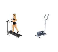 Sunny Health & Fitness Magnetic Underdesk/Standing Portable Ellittical Machine + Foldable and Compact Magnetic Rowing Machine, 130 KG Max, Durable Non-Electric Incline Exercise