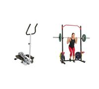 Sunny Health & Fitness Magnetic Underdesk/Standing Portable Ellittical Machine + Power Zone Squat Stand Rack Power Cage - SF-XF9931