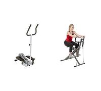 Sunny Health & Fitness Magnetic Underdesk/Standing Portable Ellittical Machine + Row-N-Ride™ PRO Squat Assist Trainer, Rowing Machine w/Digital Monitor & Resistance Bands