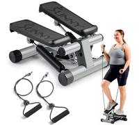 Sunny Health & Fitness Mini stepper per esercizi, attrezzatura cardio per gradini a basso impatto con fasce di resistenza, monitor digitale - NO. 012-S