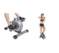 Sunny Health & Fitness Mini Stepper Machine, with Resistance Bands and LCD Monitor + Magnetic Under Desk Mini Exercise Cycle Bike, Dual Function Pedal Exerciser