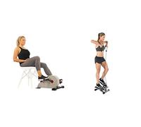 Sunny Health & Fitness Mini Stepper Machine, with Resistance Bands and LCD Monitor + Magnetic Under Desk Pedal Exerciser, Dual Function Mini Exercise Cycle Bike