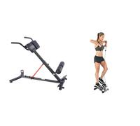 Sunny Health & Fitness Mini Stepper Machine, with Resistance Bands and LCD Monitor + Unisex's Station-SF-BH620062 Hyperextension Roman Chair with Dip Station, Black, One Size