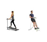 Sunny Health & Fitness Row-N-Ride Squat Assist Trainer for Glutes & Full Body Cardio Workout + Foldable Manual Treadmill, Compact Cardio Fitness, Durable Non-Electric Incline Exercise