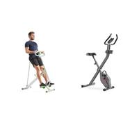 Sunny Health & Fitness Row-N-Ride Squat Assist Trainer for Glutes & Full Body Cardio Workout + Smart Folding X-Bike, Portable Compact Exercise Bike, 14-Level Magnetic Resistance