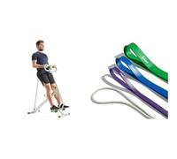 Sunny Health & Fitness Row-N-Ride Squat Assist Trainer for Glutes & Full Body Cardio Workout + Versatile Resistance Bands (Single or Combination Set) - 4.5-35kg Combo