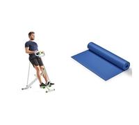 Sunny Health & Fitness Row-N-Ride Squat Assist Trainer for Glutes & Full Body Cardio Workout + Yoga Mat - Blue