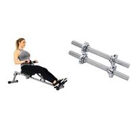Sunny Health & Fitness SF-RW1205 12 Adjustable Resistance Rowing Machine Rower w/Digital Monitor + 35.5 cm Threaded Chrome Dumbbell Bar