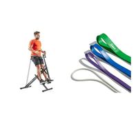Sunny Health & Fitness Upright Row-N-Ride, Versatile Full-Body Workout Squat Assist Trainer + Versatile Resistance Bands (Single or Combination Set) - 4.5-35kg Combo