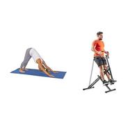 Sunny Health & Fitness Upright Row-N-Ride, Versatile Full-Body Workout Squat Assist Trainer + Yoga Mat - Blue