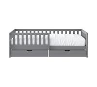 Sunny Isa Letto per Bambini Con 2 Cassetti, Grigio | Letto Senza Materasso | Letto Per Bambini con Protezione Anticaduta | 206 X 98 Cm / per Materasso di Dimensioni: 90 X 200 Cm.