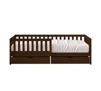 Sunny Isa Letto per Bambini Con 2 Cassetti, Marrone | Letto Senza Materasso | Letto Per Bambini con Protezione Anticaduta | 206 X 98 Cm / per Materasso di Dimensioni: 90 X 200 Cm.