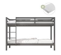 Sunny Jip Letti a castello, grigio | Letti a castello per bambini - 2 materassi ibridi 90 x 200 inclusi (14 cm, schiuma ibrida, rivestimento in poliestere) | Dimensioni totali: 208 x 97 x 140 cm