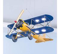 Sunny Lingt Modern Art Deco Aereo luce del pendente, Fumetto Biplano 8 luci Lampadario, Navy Blue LED metallo Lampada a sospensione, for Amusement Park Soggiorno Ragazzi da letto for bambini in camera