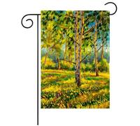 Sunny Spring Birch Trees In A Sunny Green Woods Bandiere Colore Vivido Bandiera Resistente Alle Intemperie Flag Per Interno Esterno Decorazione 30X45Cm