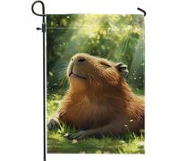 Sunny Spring, graziosa bandiera da giardino con capibara, bandiera decorativa per esterni con animali marroni, bandiera da giardino su entrambi i lati, per la decorazione della casa, decorazione