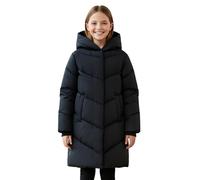 Sunny Sprout Cappotti Invernali per Bambine con Cappuccio - Giubbotti Lunghi Imbottiti e Foderati in Pile per Bambini con Maniche Antivento Nero 12 anni