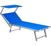 SUNNY STAR LETTINO BLU IN ALLUMINIO CON PARASOLE IN TEXTILENE 186x61x38cm
