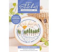 Sunny Stitches Embroidery Kit Sunshine Pines: Learn to Embroider a Beautiful Design! Includes 100% Cotton Fabric Preprinted with Color Pattern, 8 ... Carry Bag, and 28-Page Instruction Booklet