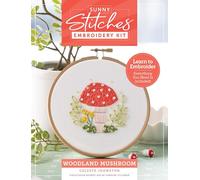 Sunny Stitches Embroidery Kit Woodland Mushroom: Learn to Embroider a Beautiful Design! Includes 100% Cotton Fabric Preprinted with Color Pattern, 8 ... Carry Bag, and 28-Page Instruction Booklet