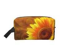 Sunny Sunflower Butterfly Borsa per il trucco da viaggio, portatile, grande capacità, trousse per articoli da toeletta, organizer per donne