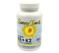Sunny Touch Vitamina D3 10000 UI + K2 MK7 100 mcg - 365 Softgels - Vitamin D3 K2