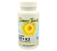 Sunny Touch Vitamina D3 10000 UI + K2 MK7 100 mcg - 60 Softgels - Vitamin D3 K2