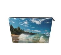 Sunny Wave, trousse da viaggio con stampa a tema spiaggia con cerniera dorata, organizer per trucchi e articoli da toeletta per donne, mamme e ragazze, Argento, One Size, Beauty case