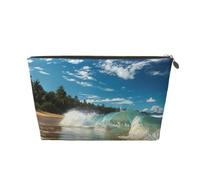 Sunny Wave, trousse da viaggio con stampa a tema spiaggia con cerniera dorata, organizer per trucchi e articoli da toeletta per donne, mamme e ragazze, Oro, One Size, Beauty case