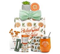 Sunny&Wise - Cesti regalo a tema arancione da donna, regalo per la cura di sé per donne, pacchetto per la cura delle donne, regali rilassanti per donne, confezione regalo per donne