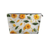 Sunny Yellow Sunflower - Trousse da viaggio per cosmetici, trousse da viaggio per cosmetici, borsa per il trucco da donna, organizer in pelle, graziosa borsa per il trucco, Argento, One Size