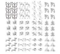 SUNNYCLUE 1 bo?Te 72pcs Breloques Pendentifs en Forme de Chien Chiot Alliage Charmes pour la Fabrication de Bijoux Bricolage Artisanat Pet Fournitures Mixtes Antique Argent Style Tibétain