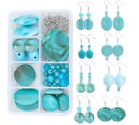 SUNNYCLUE 1 Boîte DIY 8 Paires Boucles d'oreilles Perles Acryliques Faisant des Kits Plat Rond Ovale Rectangle carré Perles Acryliques & Perles Synthétiques Turquoise & Crochets de Boucles d'oreilles